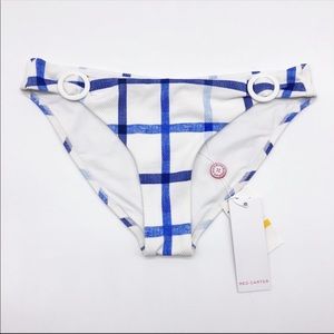 Red Carter Plaid Swim Bottom Blue/White Sz Medium